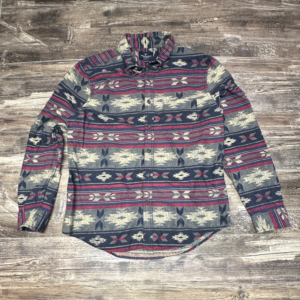 American Eagle Aztec Southwestern Button Down Shirt Mens Large Classic GUC